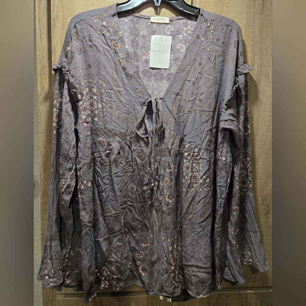 Clothes~Long Sleeve Top, Blouse, Shirt~Ruffles . New w/tags! CUTE! Sz L, Large